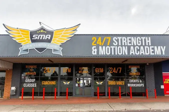 Front of Strength and Motion Academy gym in Midland